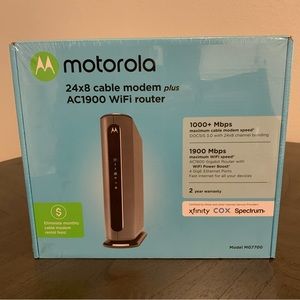 Motorola 24x8 cable modem with AC1900 wifi router new and sealed